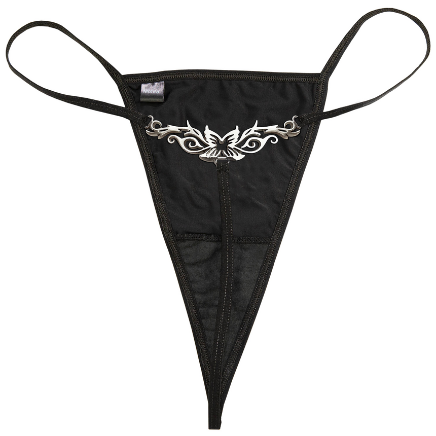 Butterfly tattoo thong  | Black
